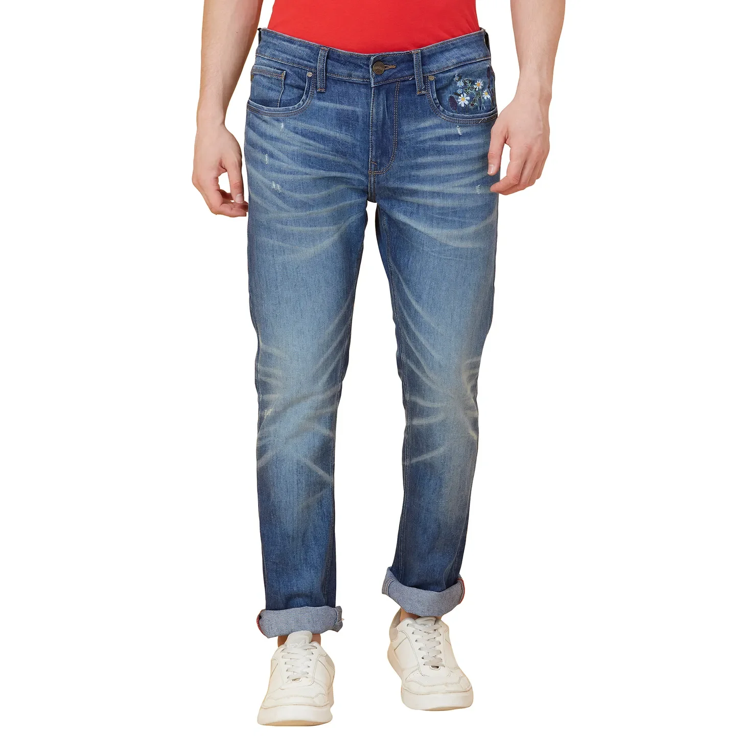 Blue Straight Fit Men's Denims by Being Human Clothing - Image 3