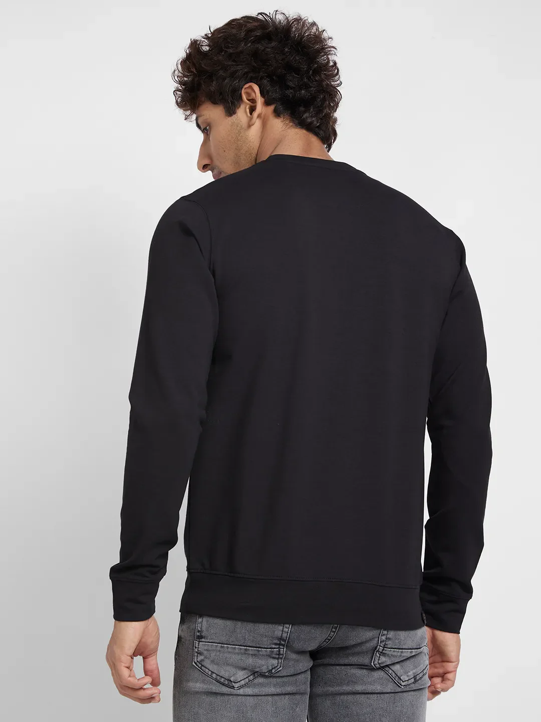 Black Regular Fit Round Neck Long Sleeves Men's Sweatshirt by Being Human Clothing - Image 3