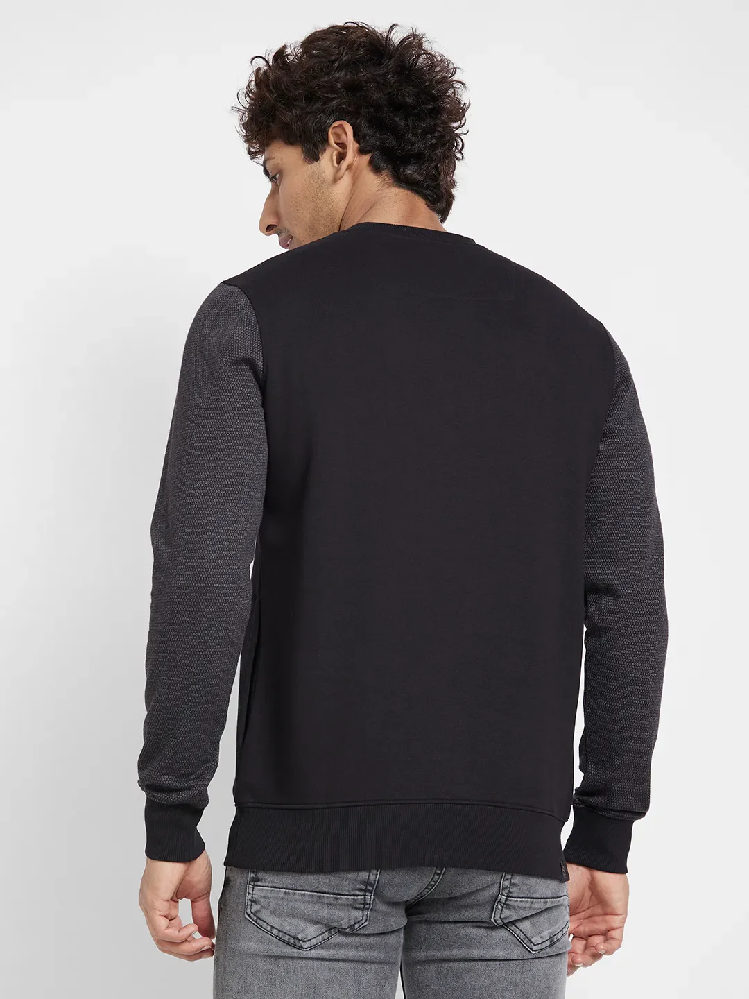 Black Regular Fit Round Neck Long Sleeves Men's Sweatshirt by Being Human Clothing - Image 4