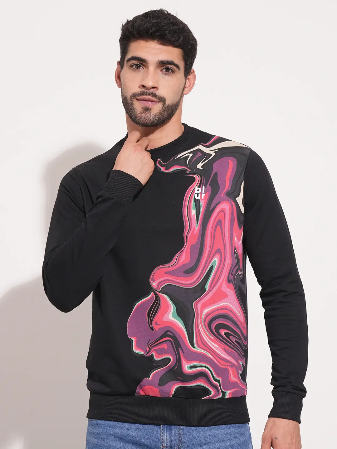 Black Regular Fit Round Neck Long Sleeves Men's Sweatshirt by Being Human Clothing