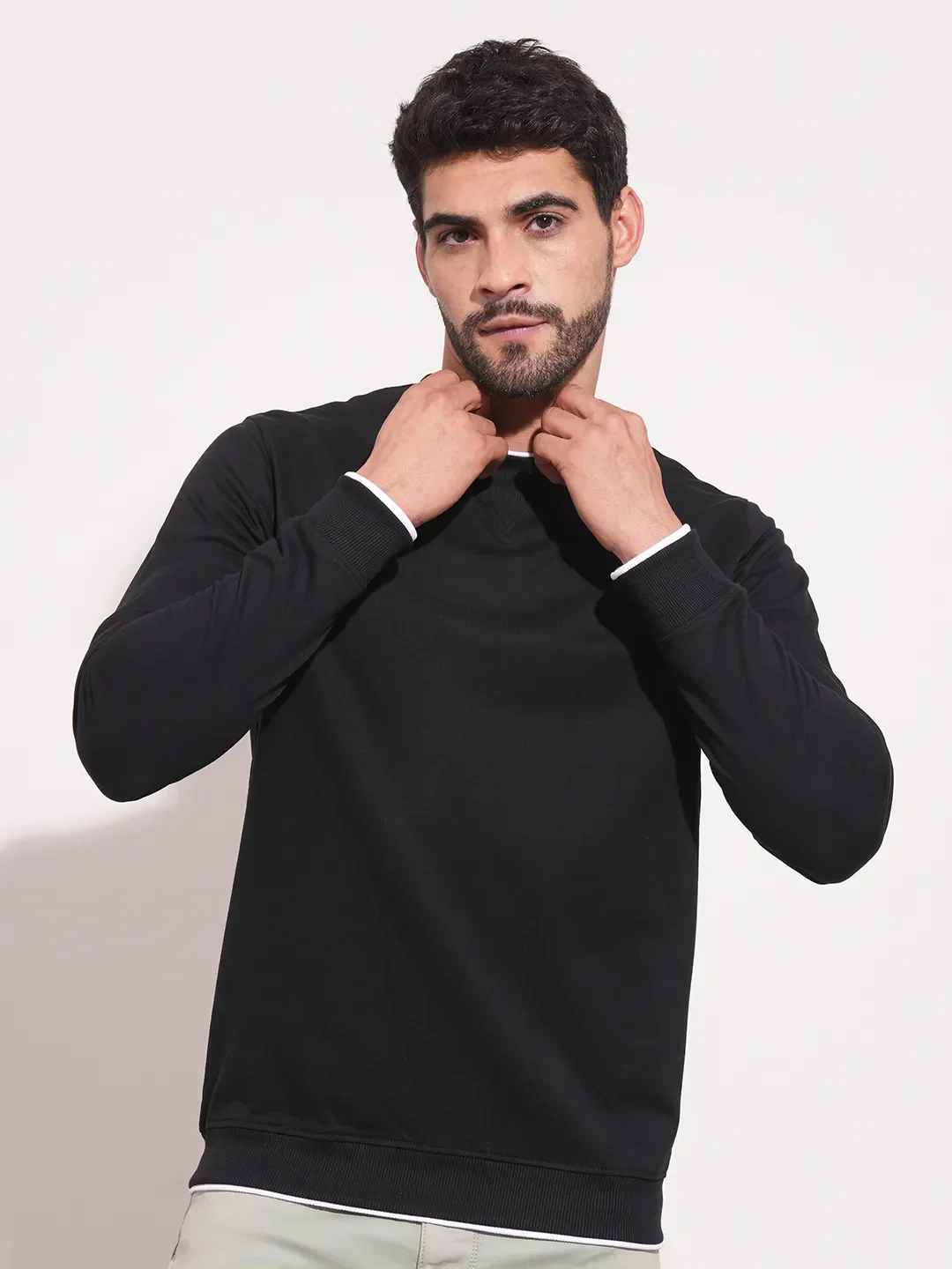 Black Regular Fit Round Neck Long Sleeves Men's Sweatshirt by Being Human Clothing