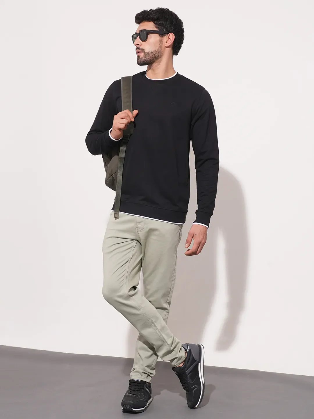 Black Regular Fit Round Neck Long Sleeves Men's Sweatshirt by Being Human Clothing - Image 2