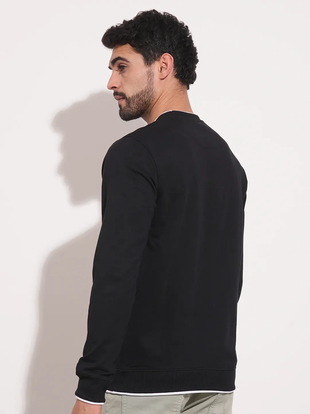 Black Regular Fit Round Neck Long Sleeves Men's Sweatshirt by Being Human Clothing - Image 3