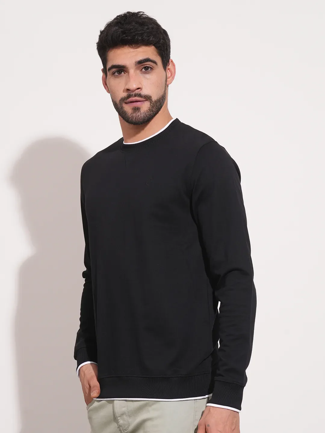 Black Regular Fit Round Neck Long Sleeves Men's Sweatshirt by Being Human Clothing - Image 4