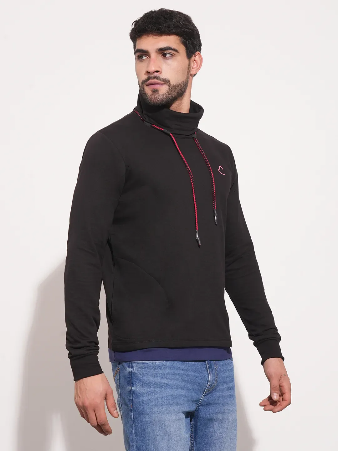 Black Regular Fit Round Neck Long Sleeves Men's Sweatshirt by Being Human Clothing - Image 2