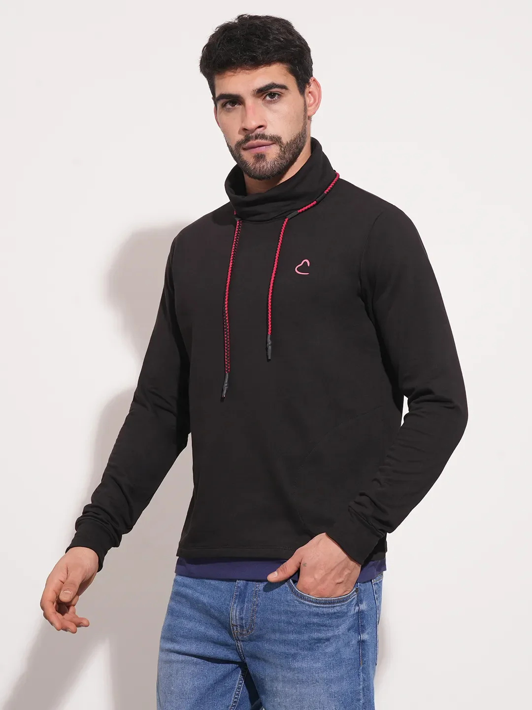 Black Regular Fit Round Neck Long Sleeves Men's Sweatshirt by Being Human Clothing - Image 3