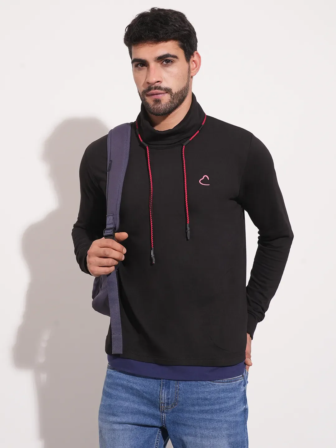 Black Regular Fit Round Neck Long Sleeves Men's Sweatshirt by Being Human Clothing - Image 5