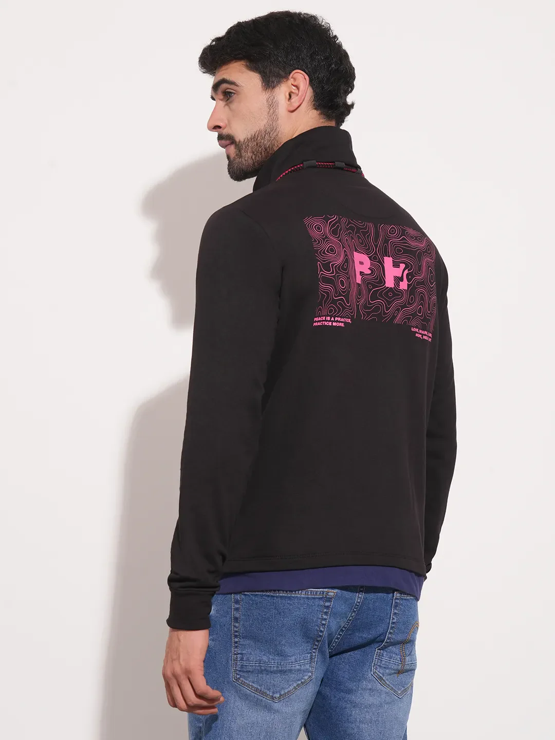 Black Regular Fit Round Neck Long Sleeves Men's Sweatshirt by Being Human Clothing - Image 6