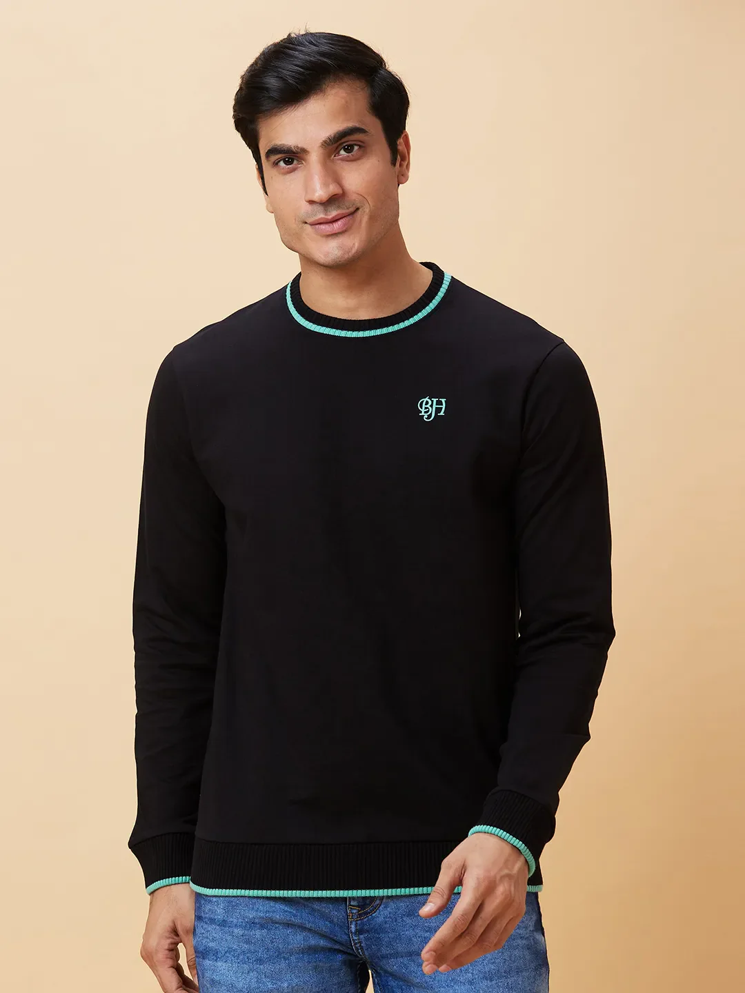 Black Regular Fit Round Neck Long Sleeves Men's Sweatshirt by Being Human Clothing