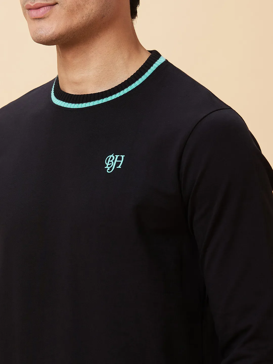 Black Regular Fit Round Neck Long Sleeves Men's Sweatshirt by Being Human Clothing - Image 5