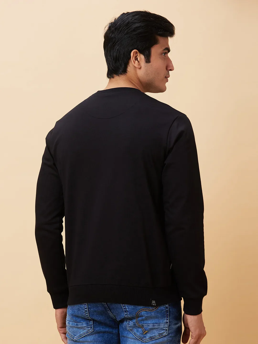 Black Regular Fit Round Neck Long Sleeves Men's Sweatshirt by Being Human Clothing - Image 3