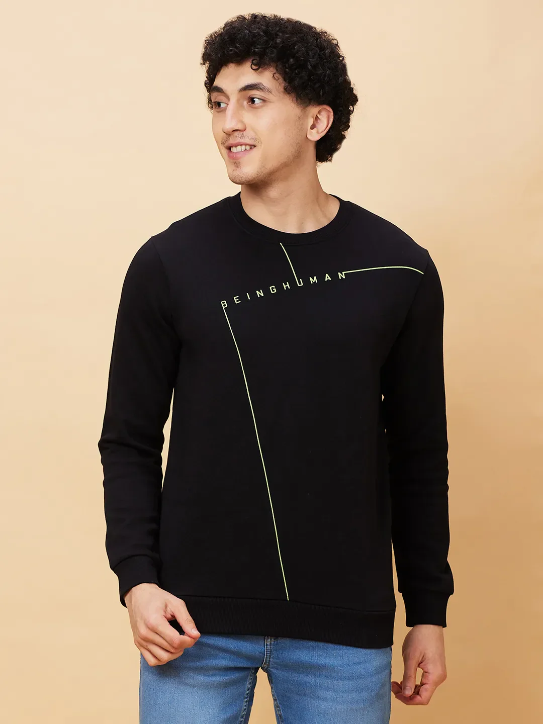 Black Regular Fit Round Neck Long Sleeves Men's Sweatshirt by Being Human Clothing
