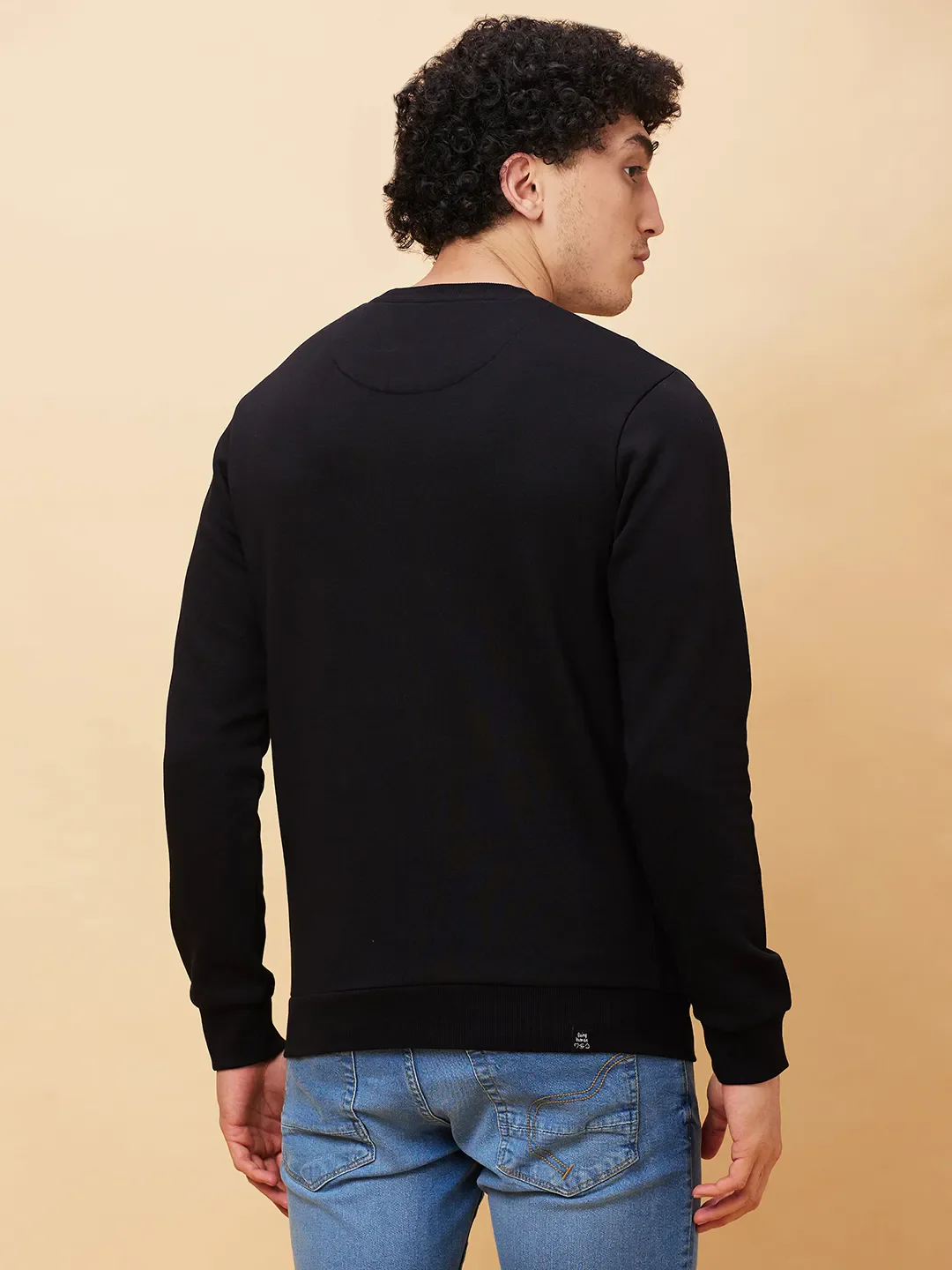 Black Regular Fit Round Neck Long Sleeves Men's Sweatshirt by Being Human Clothing - Image 3