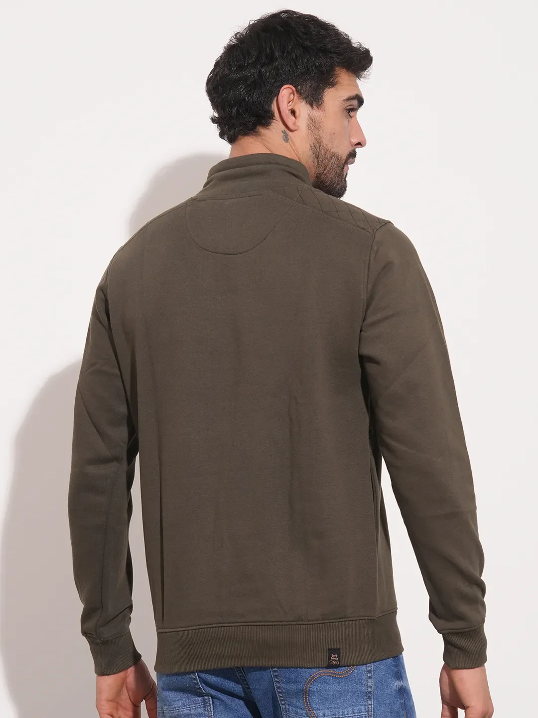 Green Regular Fit Round Neck Long Sleeves Men's Sweatshirt by Being Human Clothing - Image 3