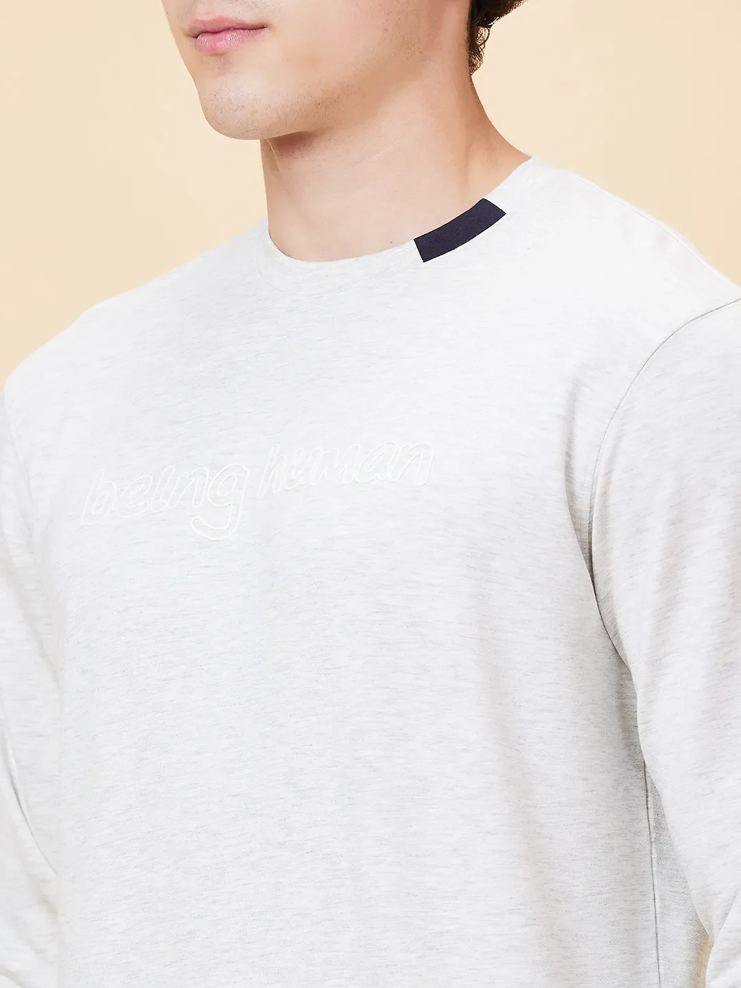Beige Regular Fit Round Neck Long Sleeves Men's Sweatshirt by Being Human Clothing - Image 5