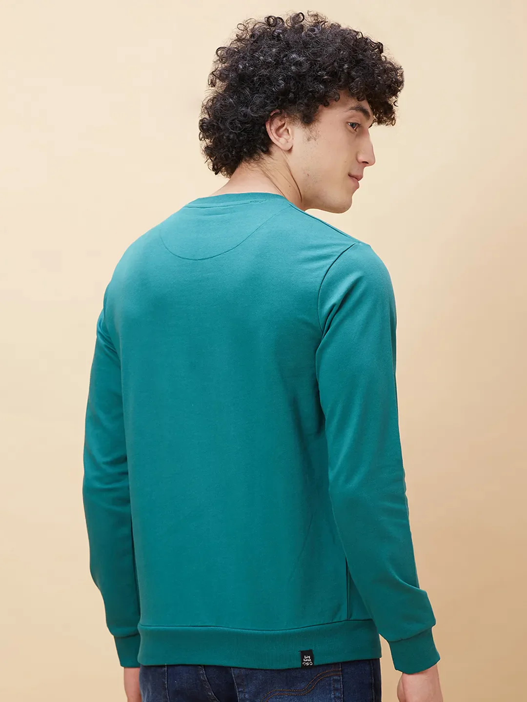 Green Regular Fit Round Neck Long Sleeves Men's Sweatshirt by Being Human Clothing - Image 3
