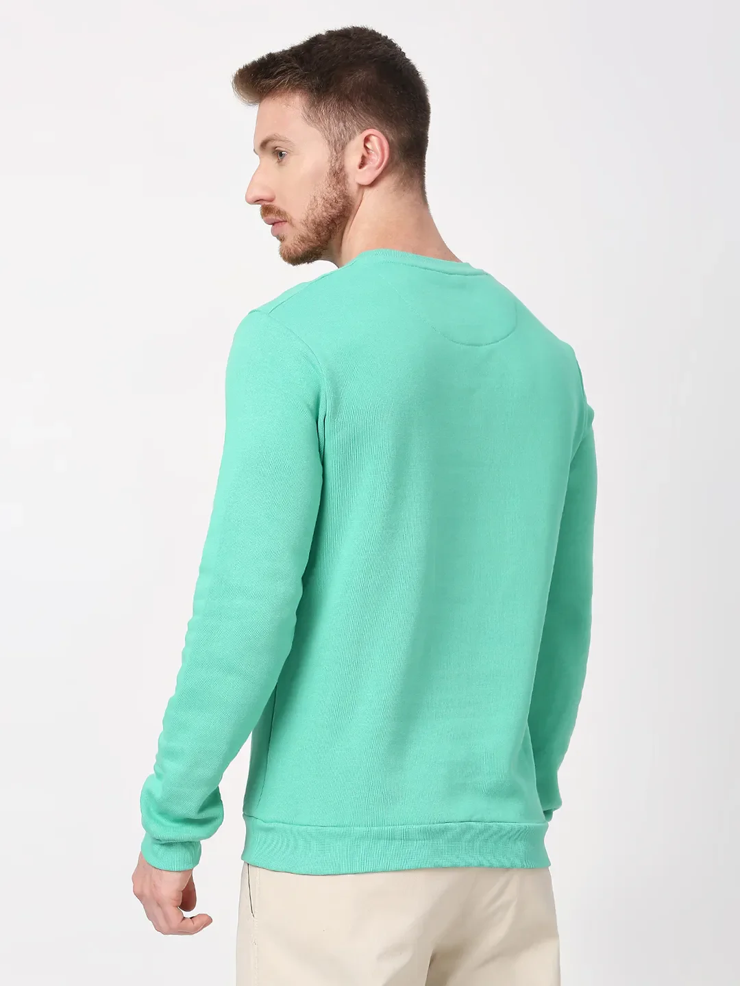 Green Regular Fit Round Neck Long Sleeves Men's Sweatshirt by Being Human Clothing - Image 4