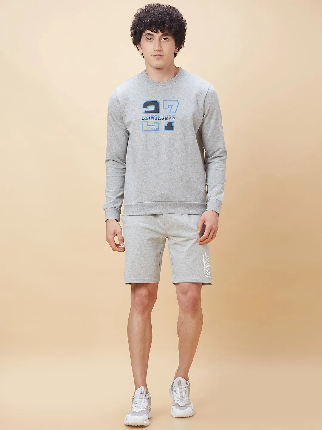 Grey Regular Fit Round Neck Long Sleeves Men's Sweatshirt by Being Human Clothing - Image 2