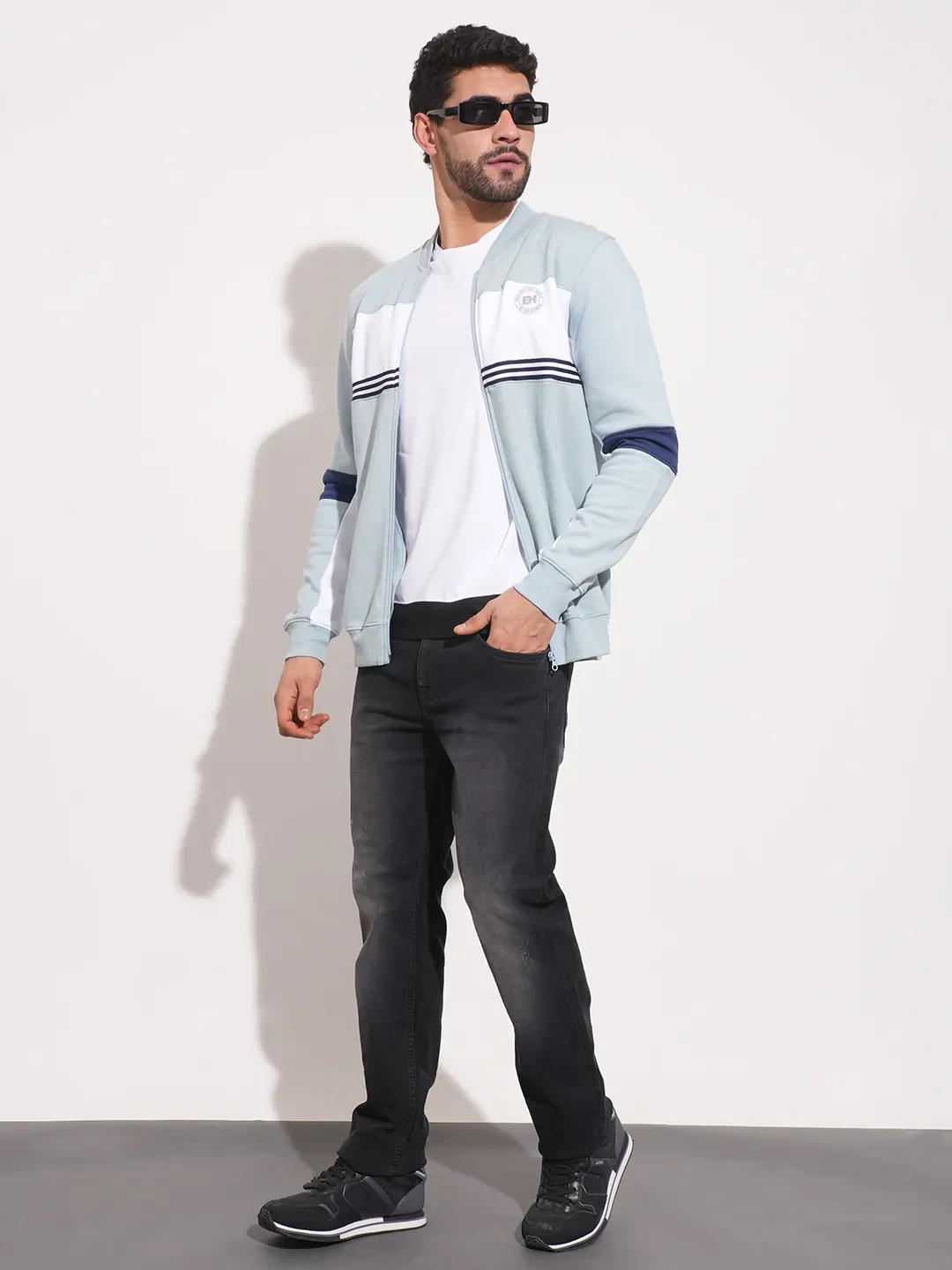 Blue Regular Fit Round Neck Long Sleeves Men's Sweatshirt by Being Human Clothing - Image 2