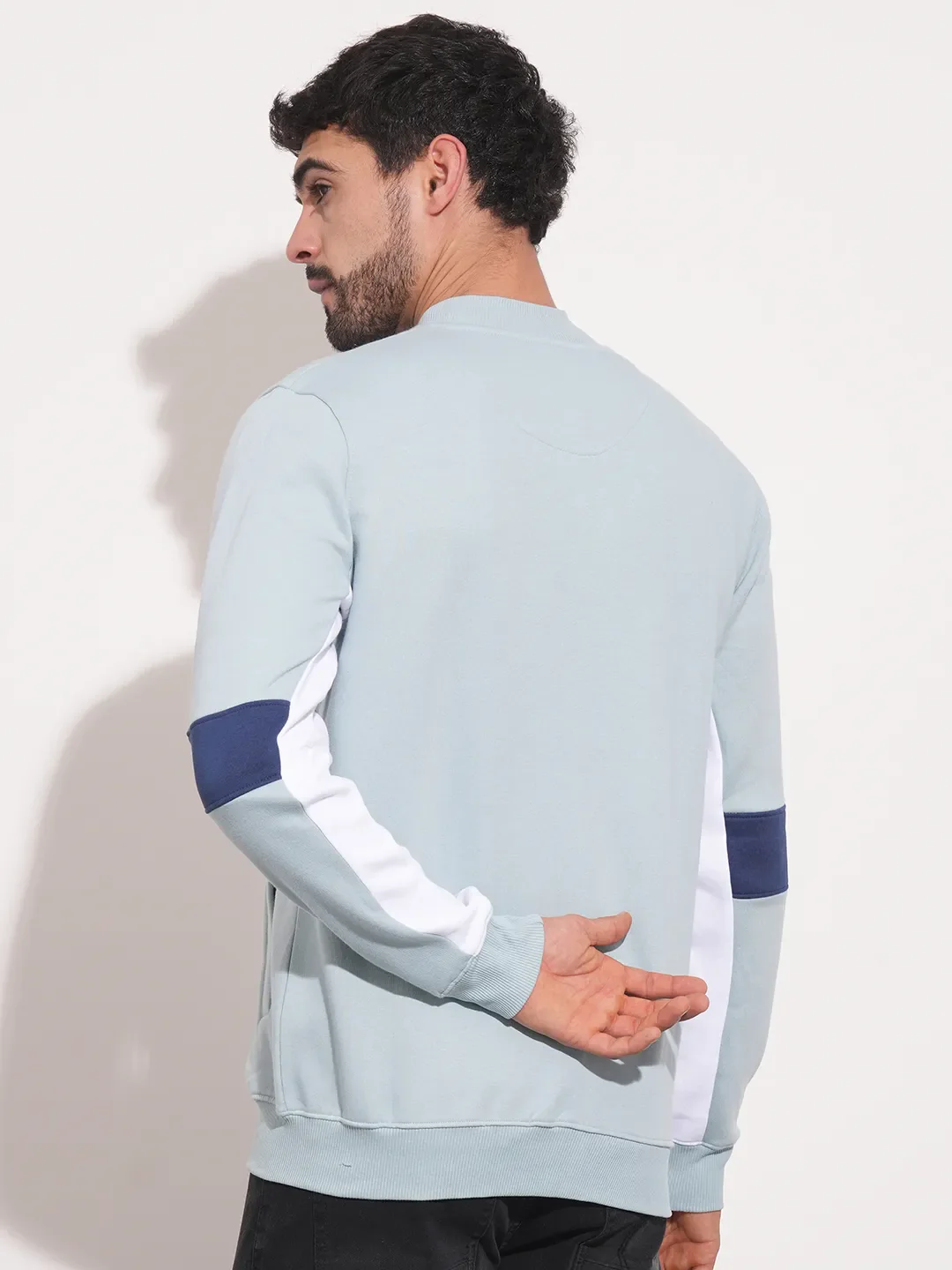 Blue Regular Fit Round Neck Long Sleeves Men's Sweatshirt by Being Human Clothing - Image 3