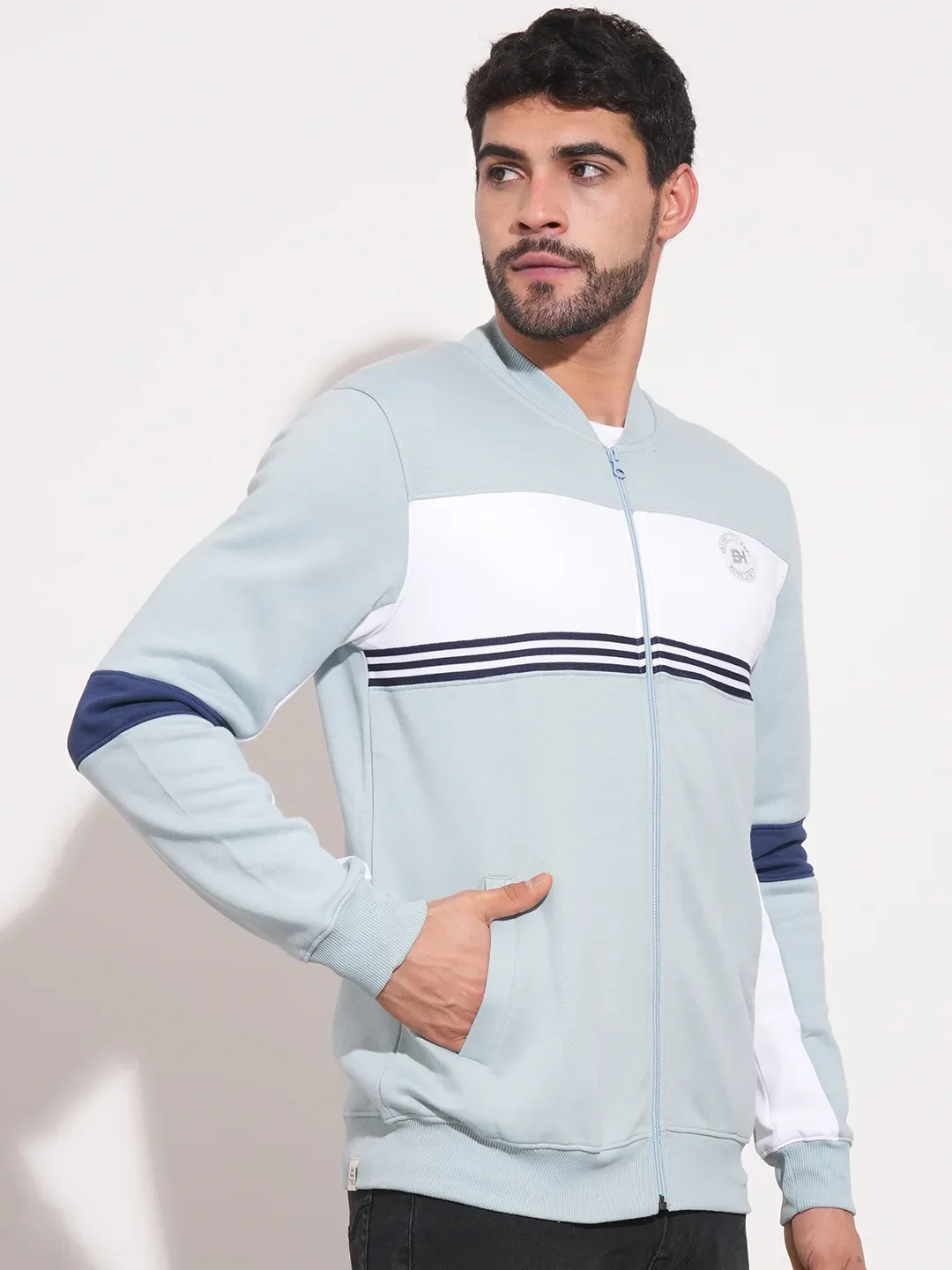 Blue Regular Fit Round Neck Long Sleeves Men's Sweatshirt by Being Human Clothing - Image 7