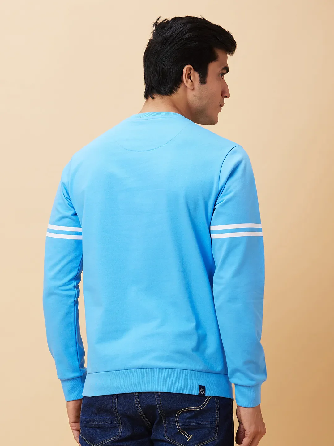 Blue Regular Fit Round Neck Long Sleeves Men's Sweatshirt by Being Human Clothing - Image 2