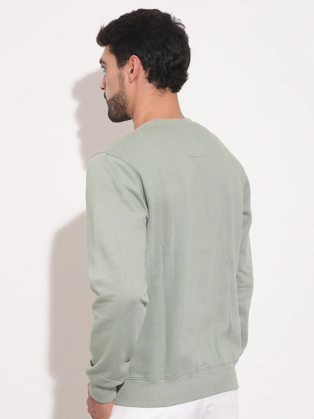 Green Regular Fit Round Neck Long Sleeves Men's Sweatshirt by Being Human Clothing - Image 3