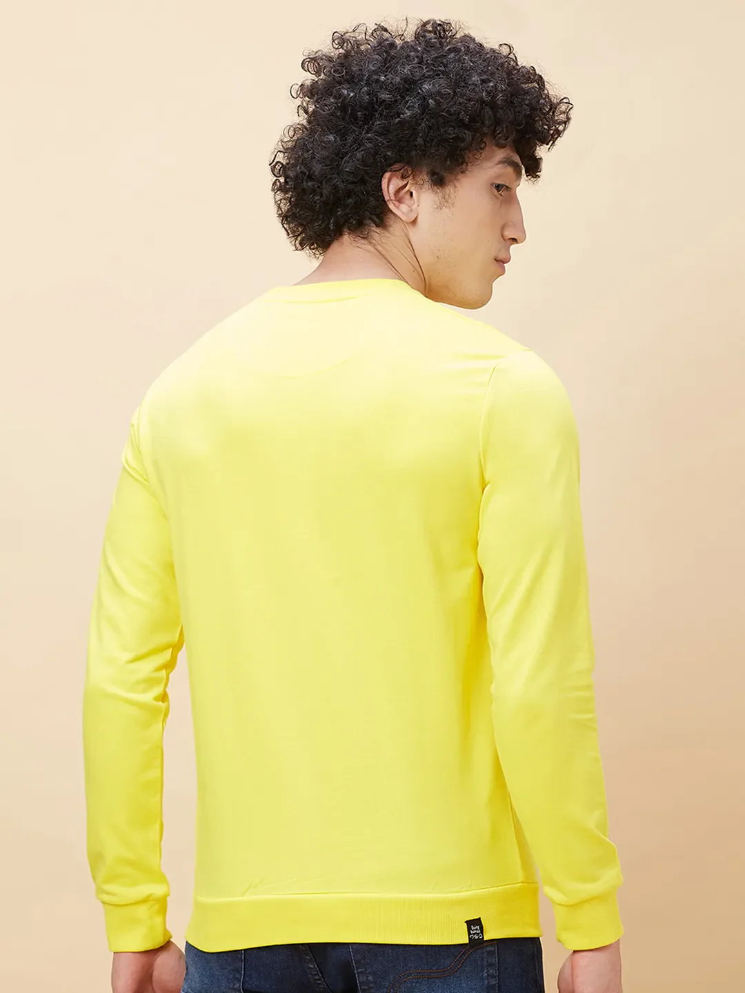 Yellow Regular Fit Round Neck Long Sleeves Men's Sweatshirt by Being Human Clothing - Image 3