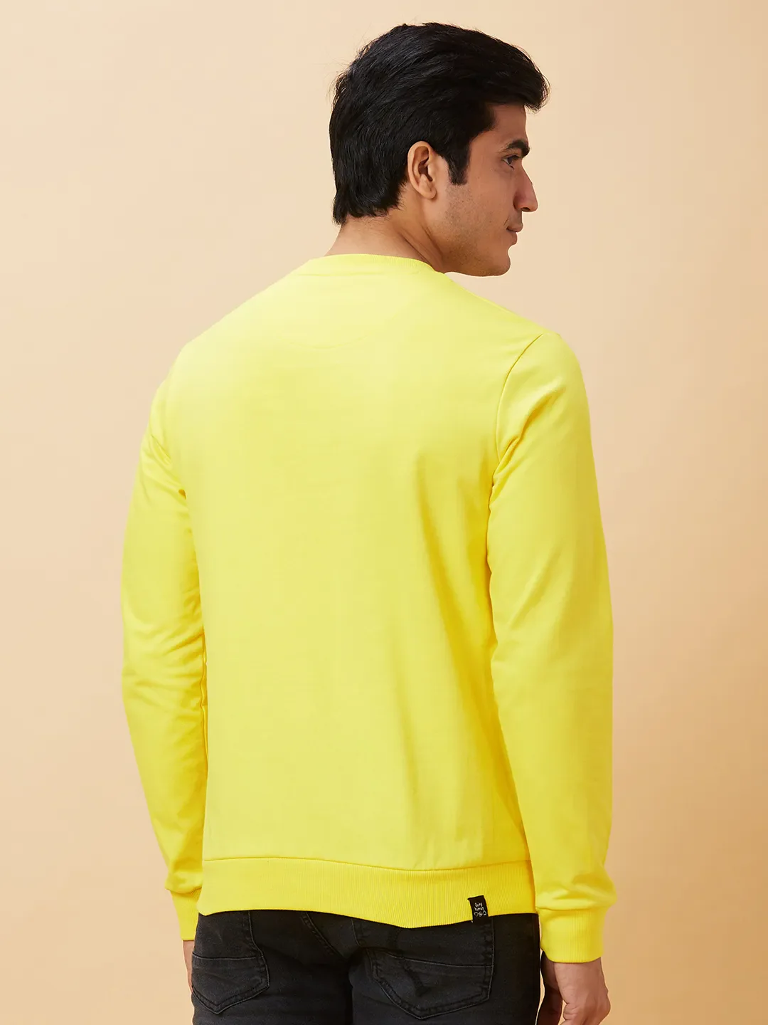 Yellow Regular Fit Round Neck Long Sleeves Men's Sweatshirt by Being Human Clothing - Image 3