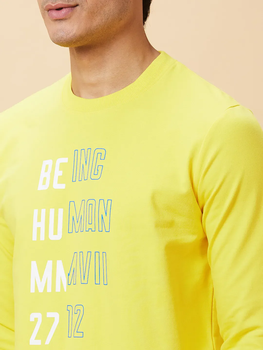 Yellow Regular Fit Round Neck Long Sleeves Men's Sweatshirt by Being Human Clothing - Image 6
