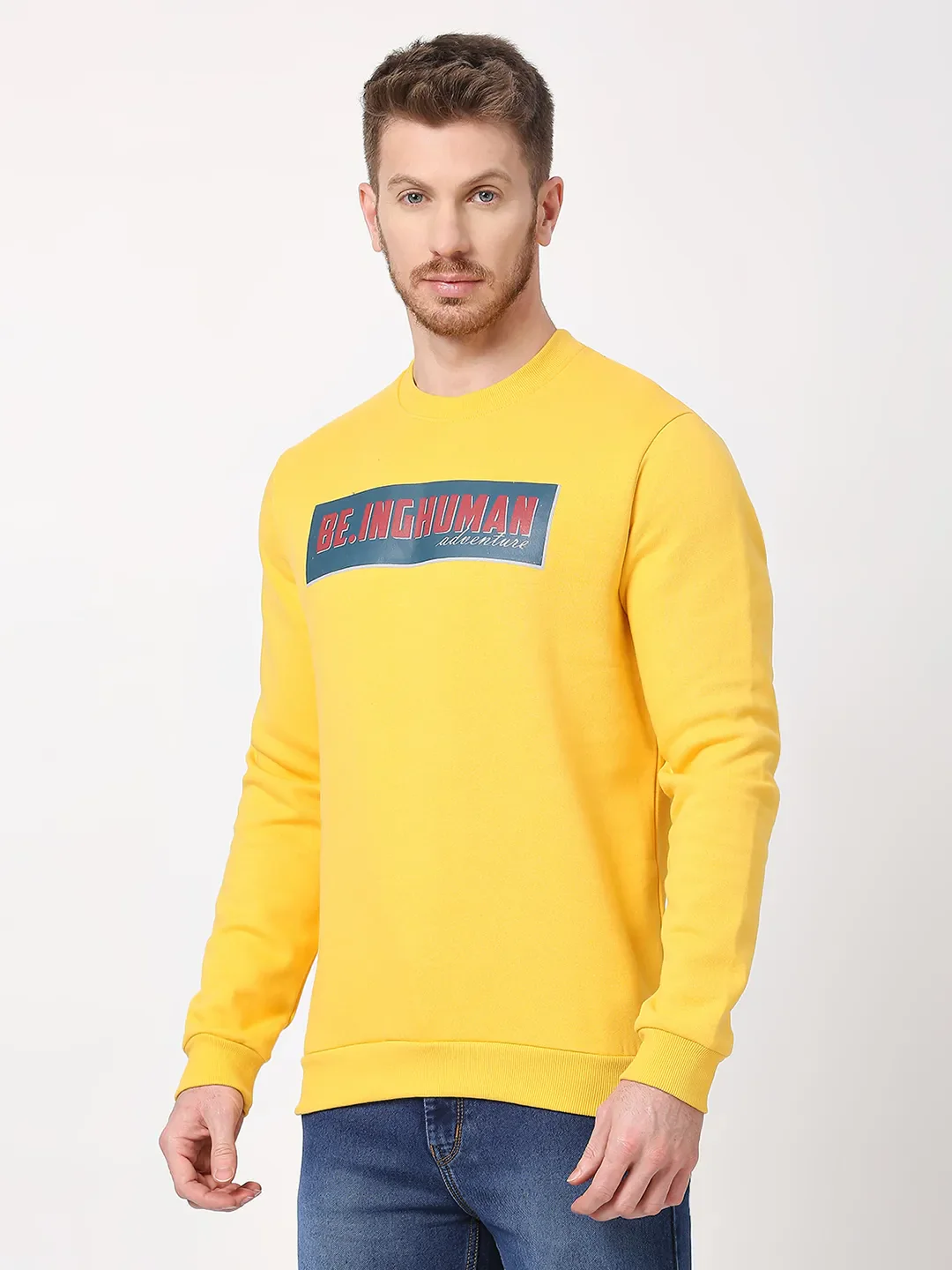 Mustard Regular Fit Men's Sweatshirt by Being Human Clothing - Image 2