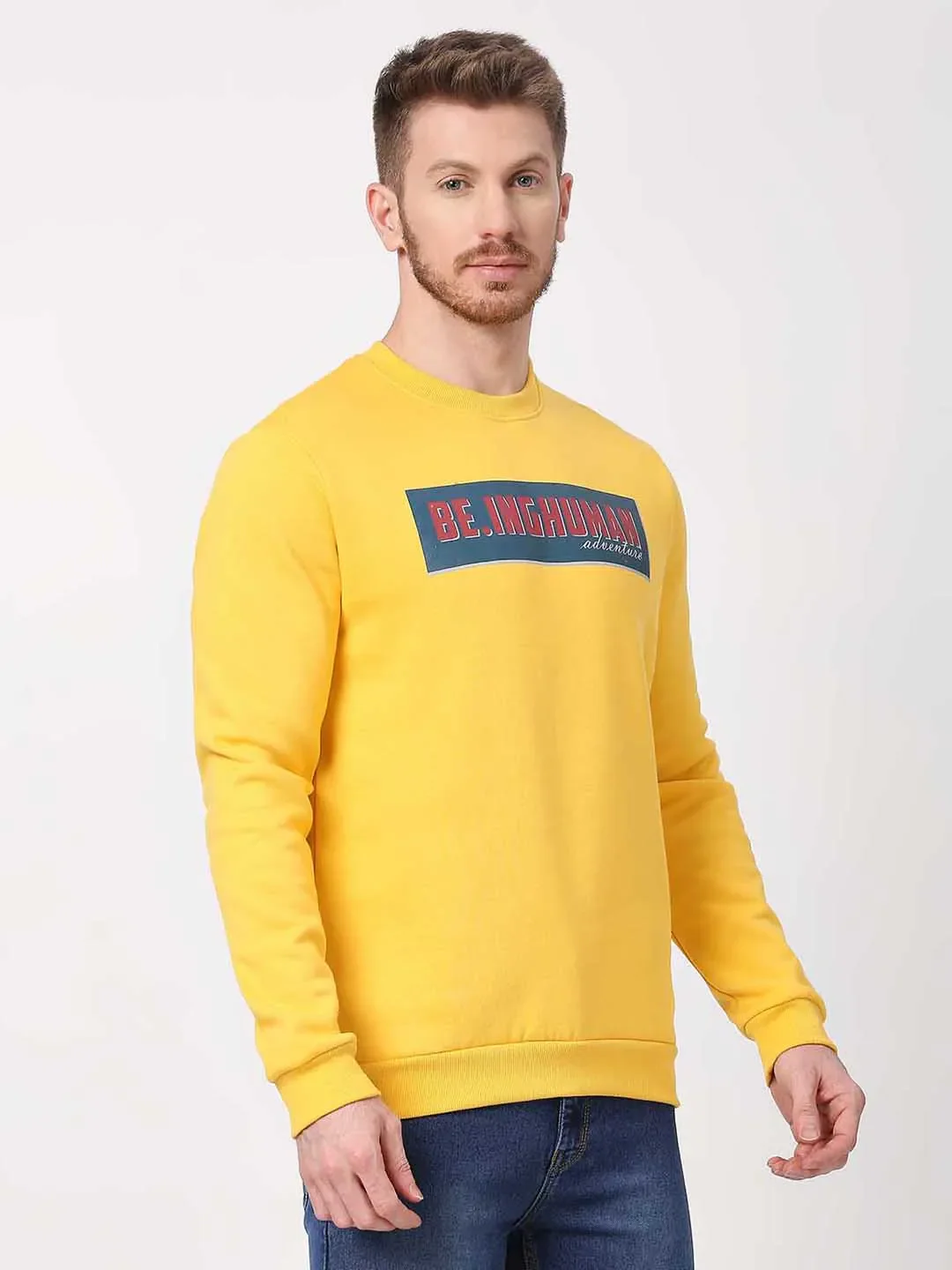 Mustard Regular Fit Men's Sweatshirt by Being Human Clothing - Image 3