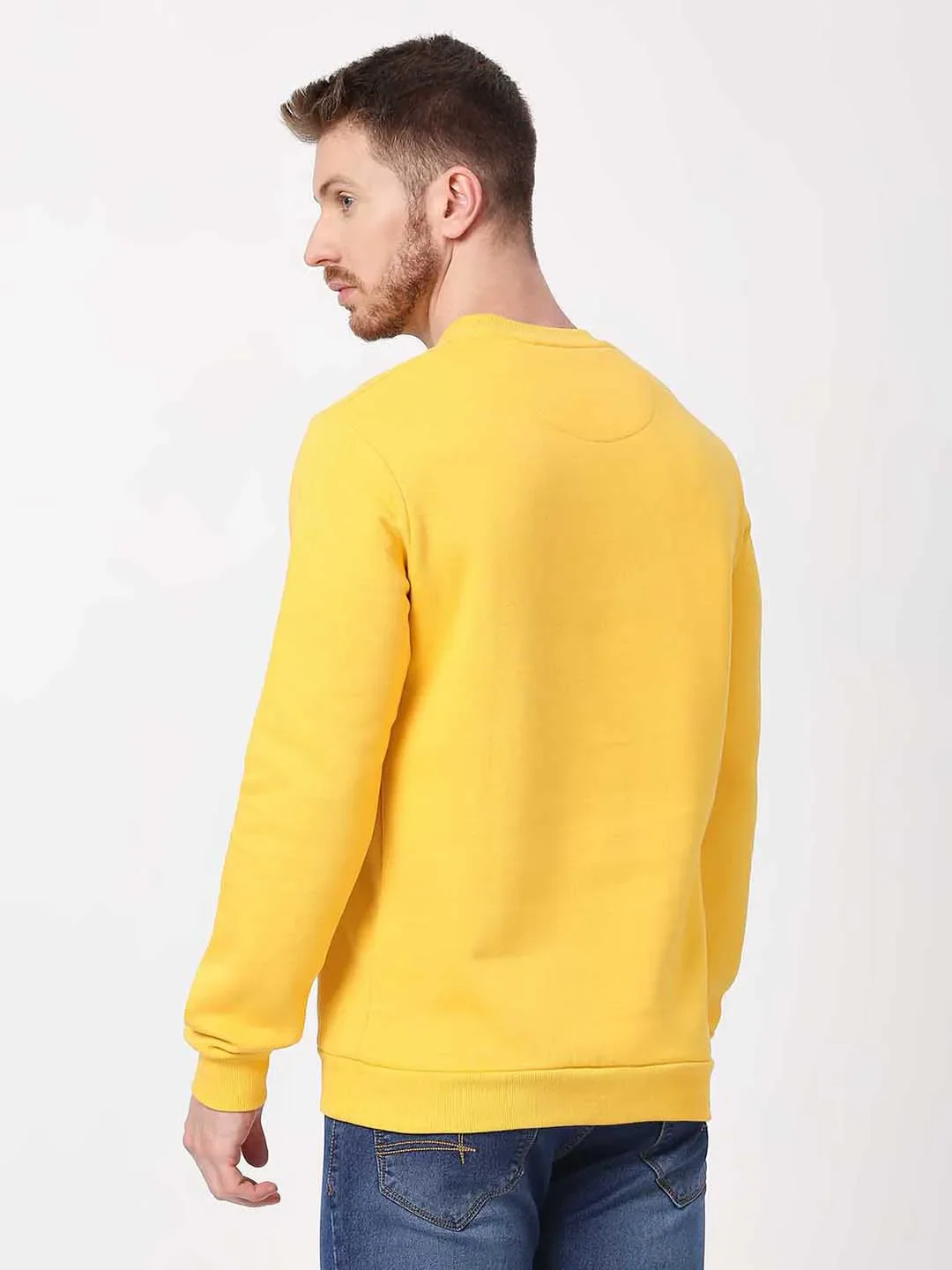 Mustard Regular Fit Men's Sweatshirt by Being Human Clothing - Image 4