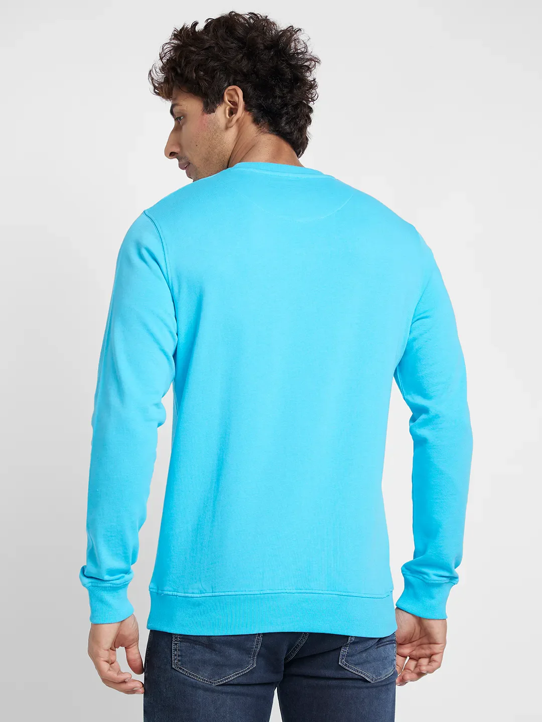 Blue Regular Fit  Long Sleeves Men's Sweatshirt by Being Human Clothing - Image 4