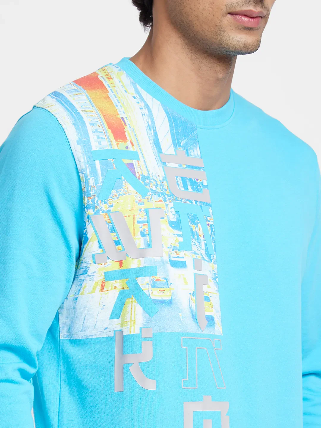 Blue Regular Fit  Long Sleeves Men's Sweatshirt by Being Human Clothing - Image 5