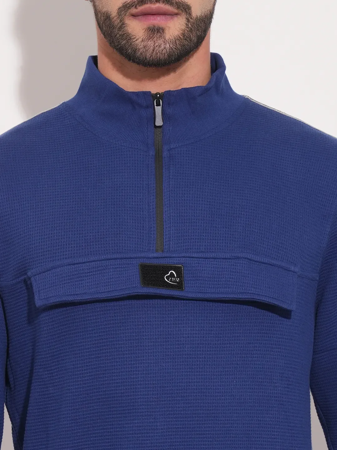 Blue Regular Fit Round Neck Long Sleeves Men's Sweatshirt by Being Human Clothing - Image 5