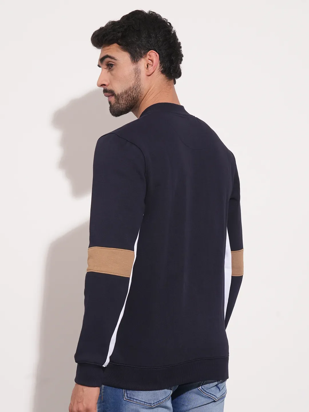 Blue Regular Fit Round Neck Long Sleeves Men's Sweatshirt by Being Human Clothing - Image 3