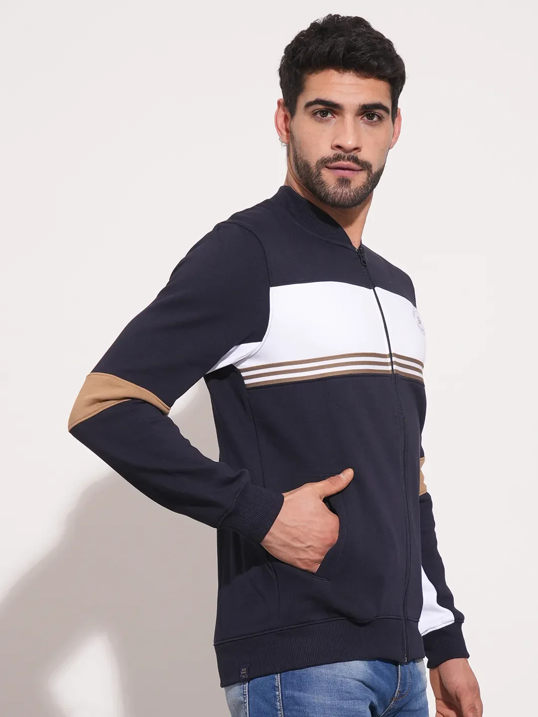Blue Regular Fit Round Neck Long Sleeves Men's Sweatshirt by Being Human Clothing - Image 6