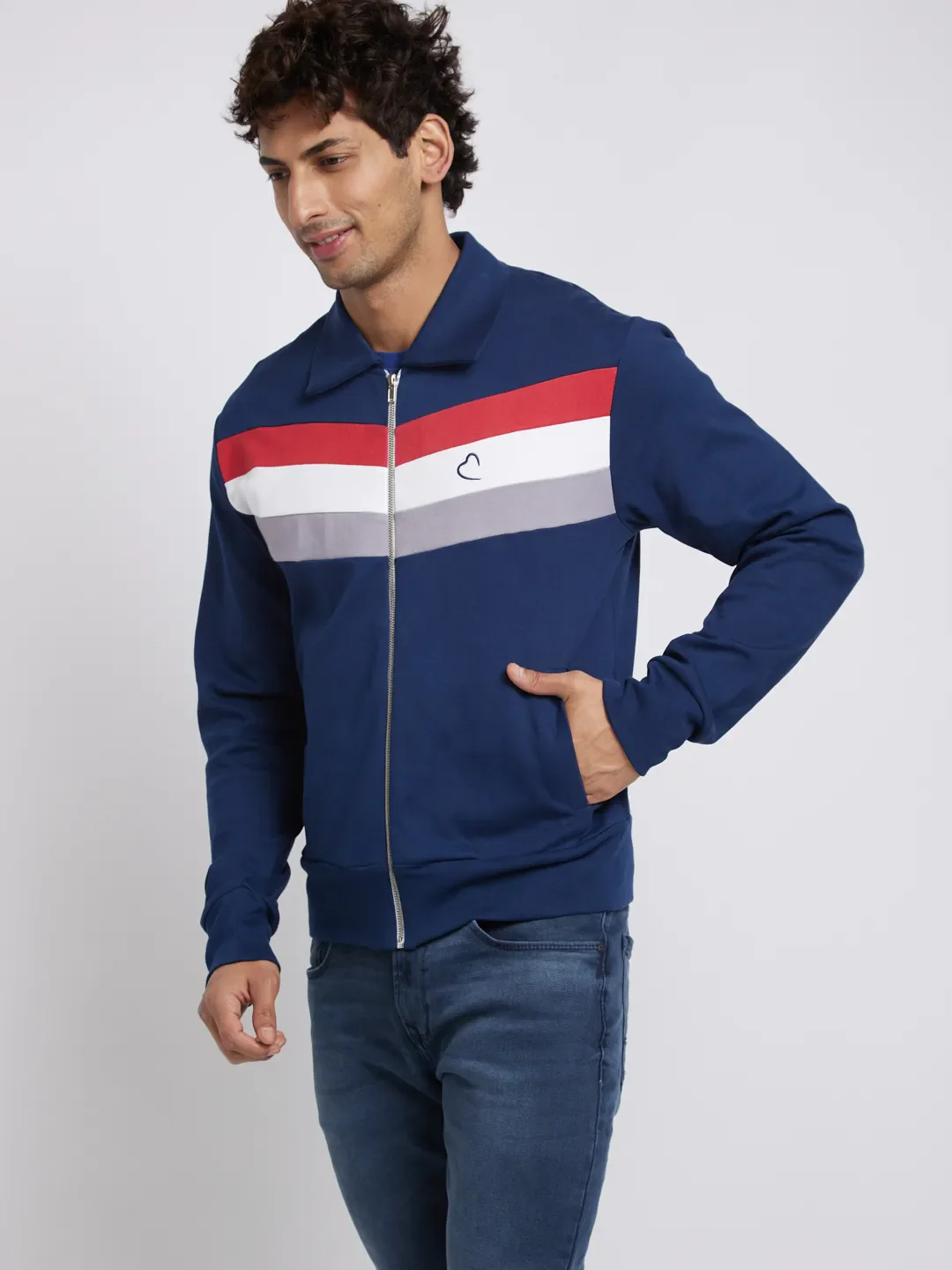 Blue Regular Fit Round Neck Long Sleeves Men's Sweatshirt by Being Human Clothing - Image 2