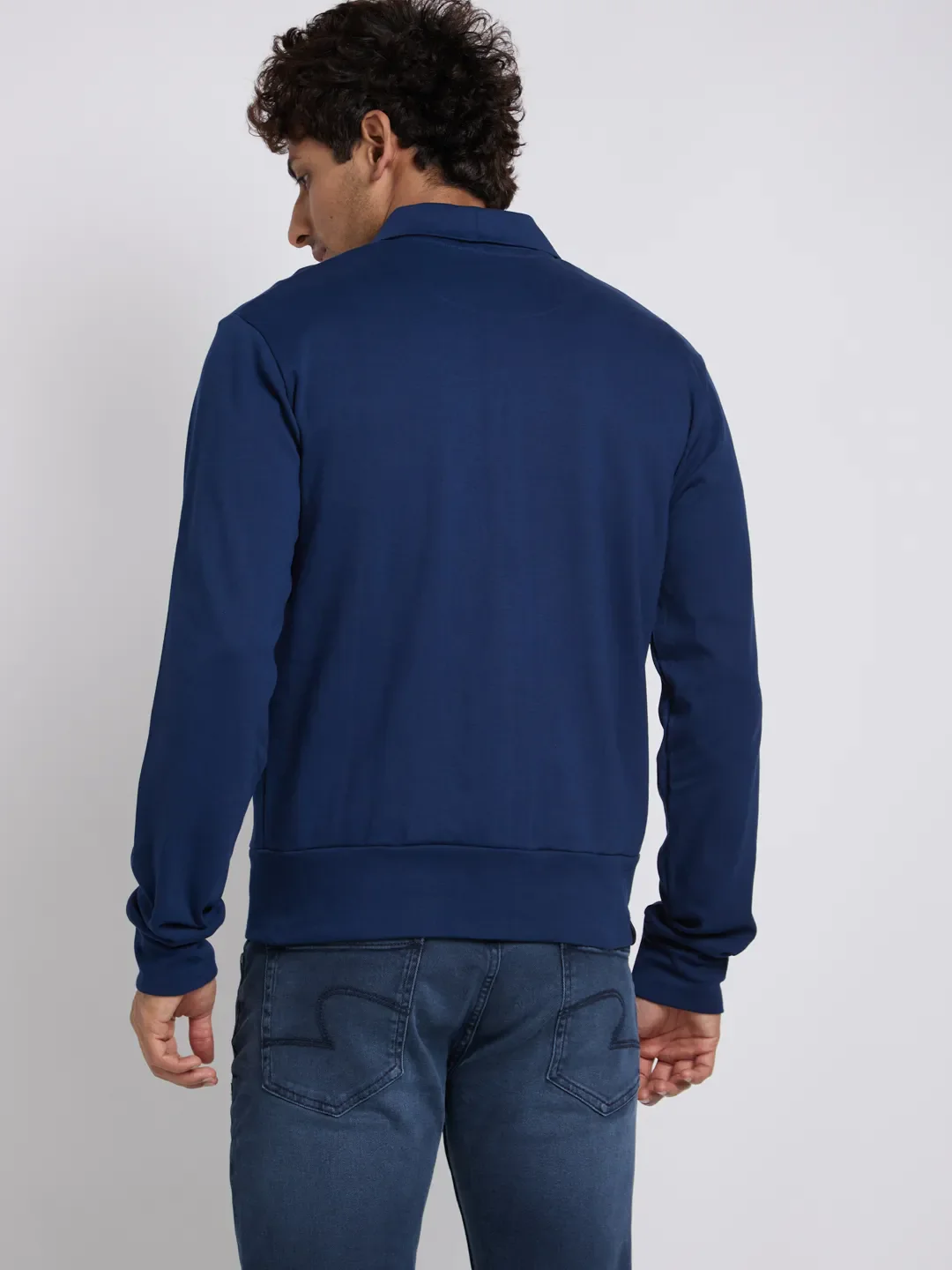 Blue Regular Fit Round Neck Long Sleeves Men's Sweatshirt by Being Human Clothing - Image 3