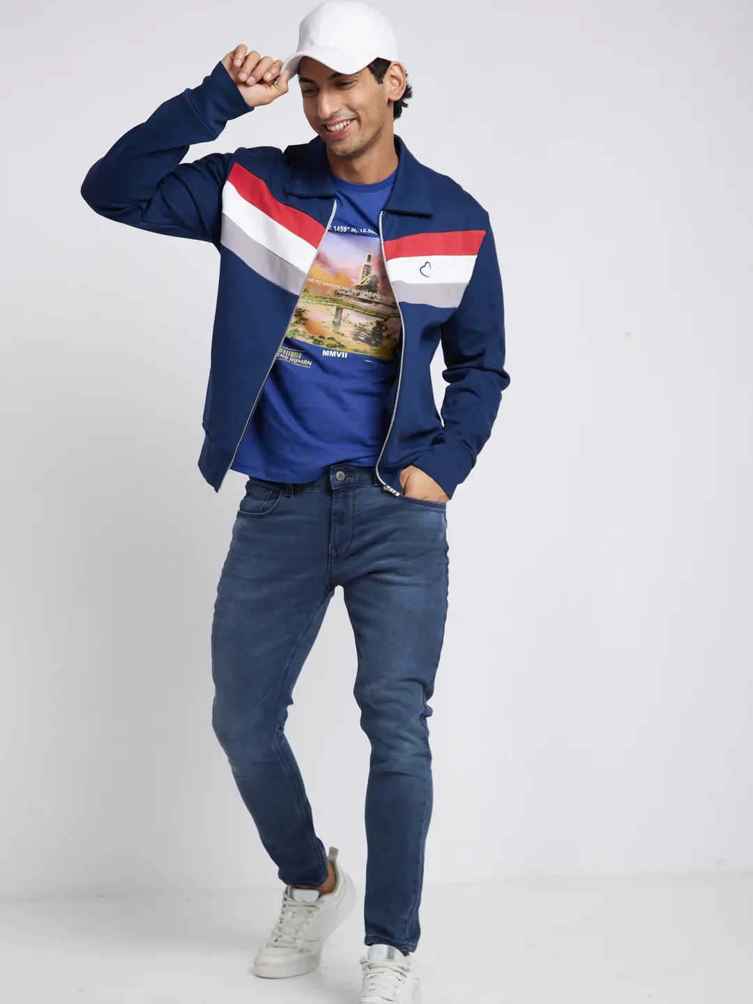 Blue Regular Fit Round Neck Long Sleeves Men's Sweatshirt by Being Human Clothing - Image 5