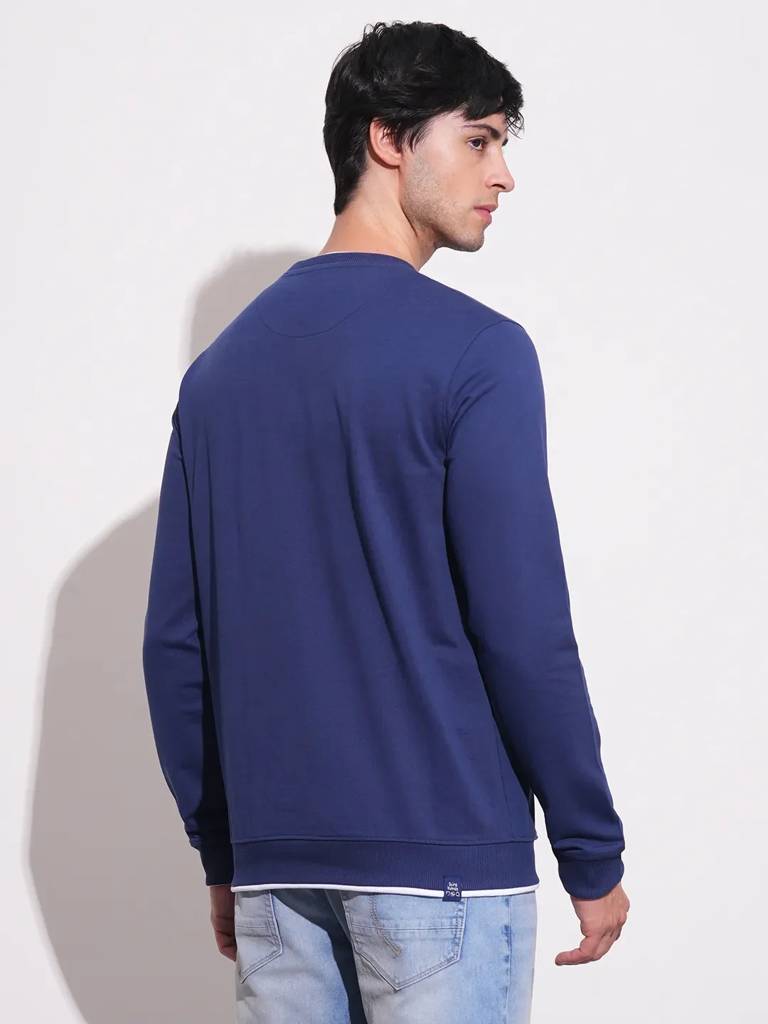 Blue Regular Fit Round Neck Long Sleeves Men's Sweatshirt by Being Human Clothing - Image 3