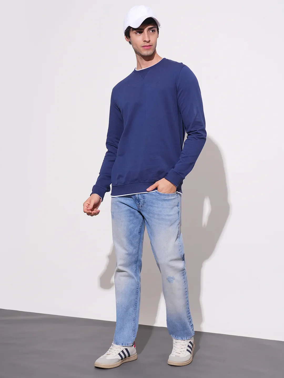Blue Regular Fit Round Neck Long Sleeves Men's Sweatshirt by Being Human Clothing - Image 4