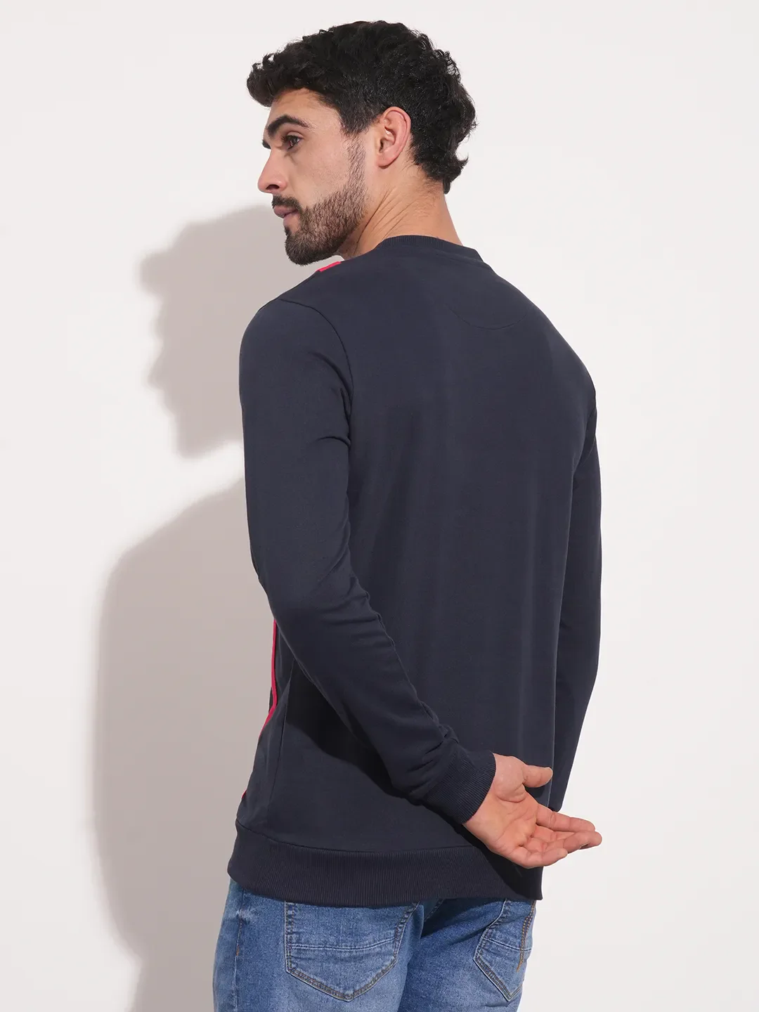 Blue Regular Fit Round Neck Long Sleeves Men's Sweatshirt by Being Human Clothing - Image 6
