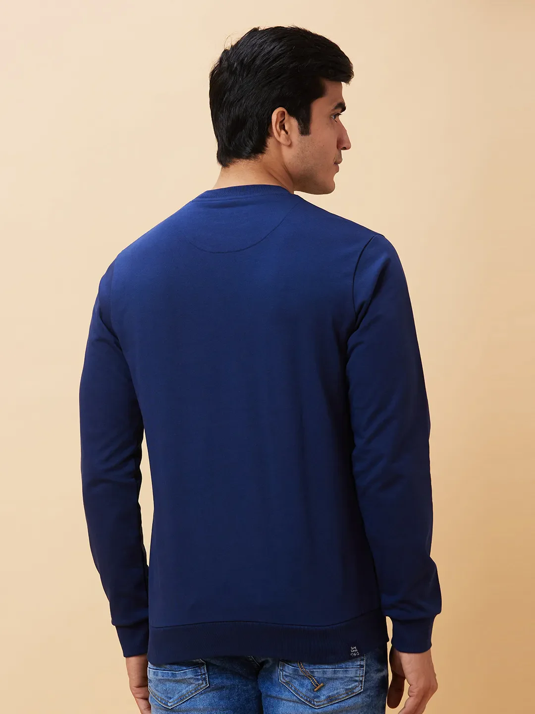 Blue Regular Fit Round Neck Long Sleeves Men's Sweatshirt by Being Human Clothing - Image 3