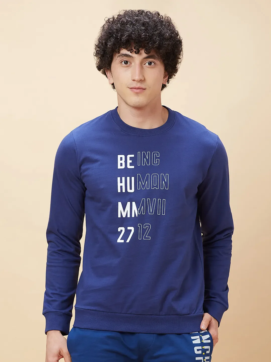 Blue Regular Fit Round Neck Long Sleeves Men's Sweatshirt by Being Human Clothing