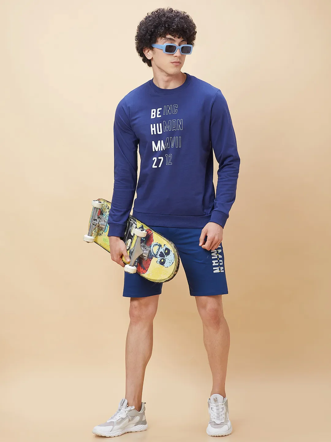 Blue Regular Fit Round Neck Long Sleeves Men's Sweatshirt by Being Human Clothing - Image 6