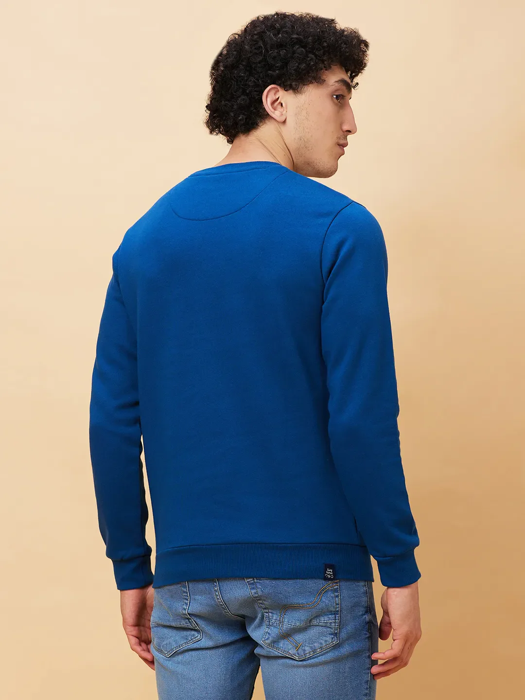 Blue Regular Fit Round Neck Long Sleeves Men's Sweatshirt by Being Human Clothing - Image 3