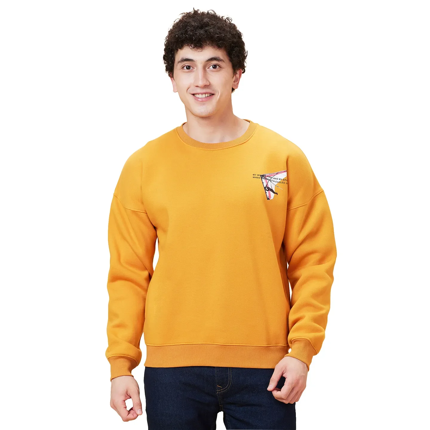 Orange Regular Fit Round Neck Long Sleeves Men's Sweatshirt by Being Human Clothing