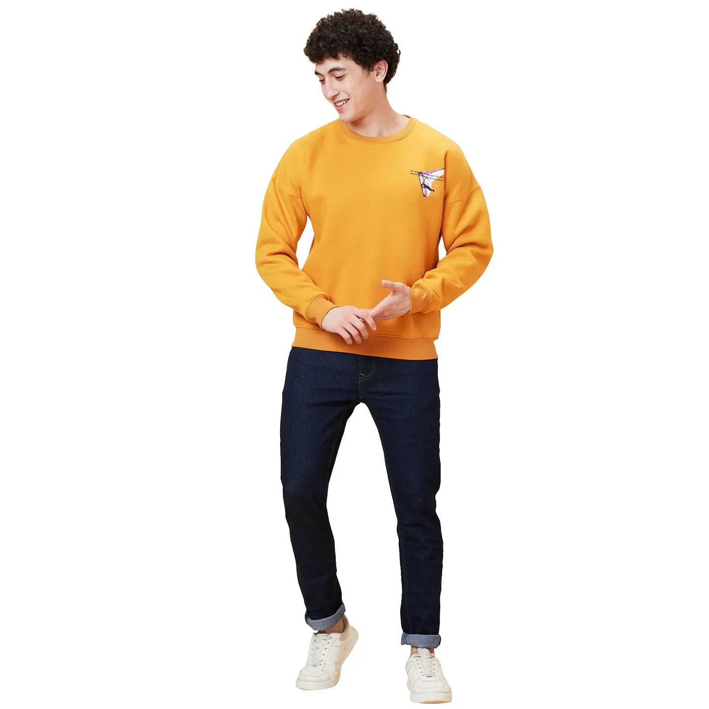 Orange Regular Fit Round Neck Long Sleeves Men's Sweatshirt by Being Human Clothing - Image 2